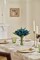 12 Pcs Fake Tulips Artificial Flowers in Vase with Faux Water, Foam Tulip Flower Arrangement with Vase for Home Office Decor, Dining Table Wedding Centerpiece & Mom's Gift (Peacock Blue)